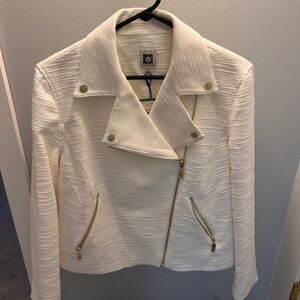 Women’s Anne Klein White Jacket with Gold Large NWT